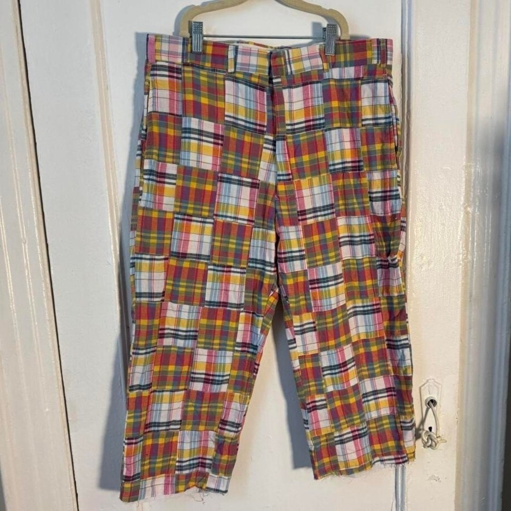Vtg 80s patchwork Murray's plaid capri shorts preppy artsy grunge art to wear